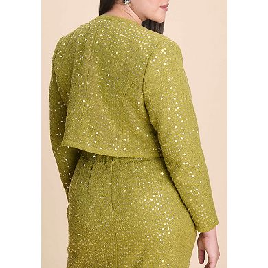 ELOQUII Women's Plus Size Sequin Tweed Jacket