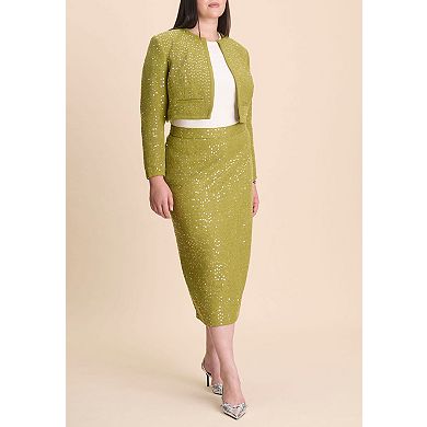 ELOQUII Women's Plus Size Sequin Tweed Jacket
