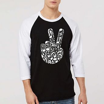 Peace Finger Notes - Men's Raglan Baseball Word Art T-Shirt