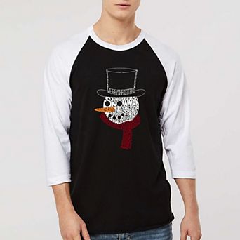 Snowman Face - Men's Raglan Baseball Word Art T-Shirt