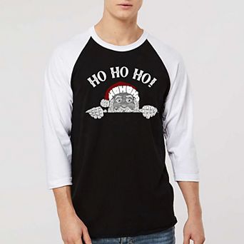 Peeking Santa - Men's Raglan Baseball Word Art T-Shirt