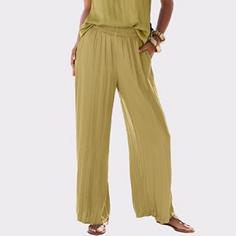 Lascana Women's Flowy Textured Pull On Pants