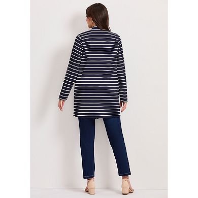 Avenue Women's Plus Size Striped Cascade Cardigan