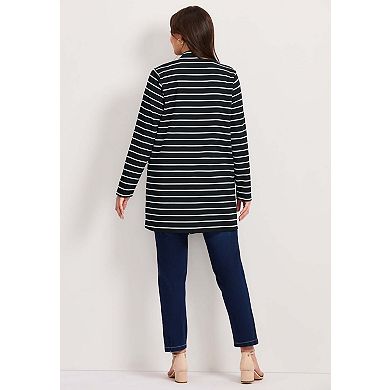 Avenue Women's Plus Size Striped Cascade Cardigan