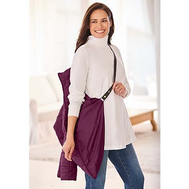 Woman Within Plus Size Hands-Free Puffer Coat