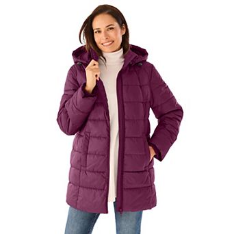 Woman Within Plus Size Hands-Free Puffer Coat
