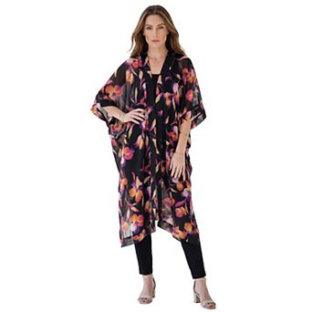 Roaman's Women's Plus Size Flowy Chiffon Duster