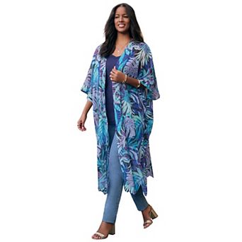 Roaman's Women's Plus Size Flowy Chiffon Duster