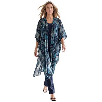 Roaman's Women's Plus Size Flowy Chiffon Duster