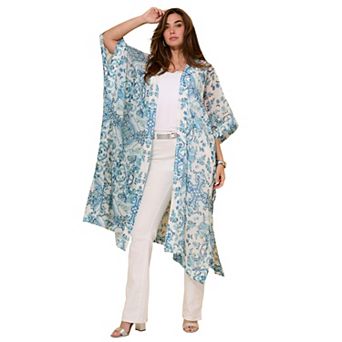 Roaman's Women's Plus Size Flowy Chiffon Duster