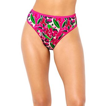 Swimsuits for All Women's Shimmer Contrast Trim High Waist Swim Brief