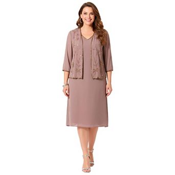 Catherines Women's Plus Size Flowy Floral Burst Jacket & Dress Duet