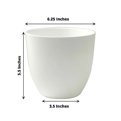 Pack of 2 White Plastic Plant Pots 5.5 Inch Round Succulent Planters