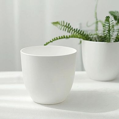 Pack of 2 White Plastic Plant Pots 5.5 Inch Round Succulent Planters