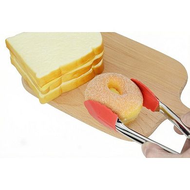 Small Tongs with Silicone Tips 7-Inch Mini Serving Tongs, Set of 6