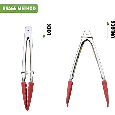 Small Tongs with Silicone Tips 7-Inch Mini Serving Tongs, Set of 6