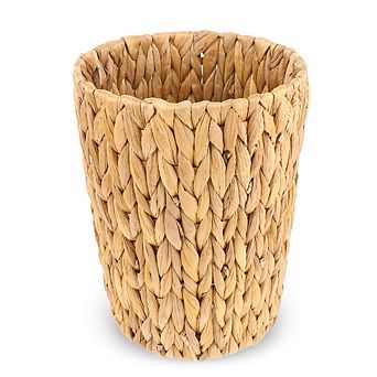 JUANWANG Handwoven Water Hyacinth Trash Can, Boho Waste Basket for Bathroom,Office,Living Room