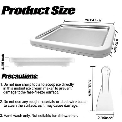 Rolled Ice Cream Maker Instant Freeze Tray with Scrapers DIY Dessert Kit