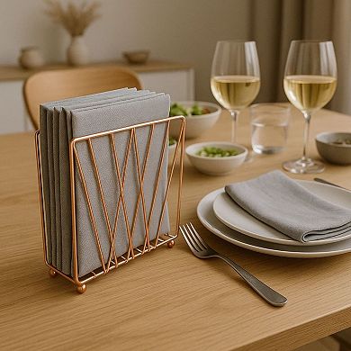 Rose Gold Napkin Holder Self Standing Kitchen Counter Tabletop Dispenser
