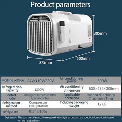 24V 110V Portable Tent Air Conditioner Mini Cooling Unit for SUV RV Camping