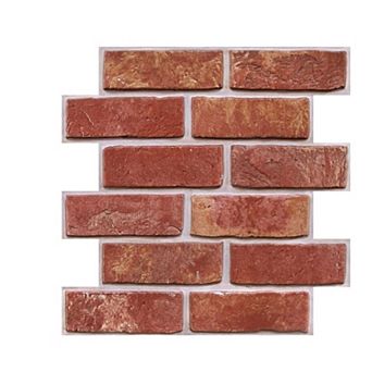 Pack of 20 3D Red Brick Wall Panels Peel and Stick Adhesive Tiles