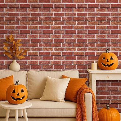 Pack of 20 3D Red Brick Wall Panels Peel and Stick Adhesive Tiles