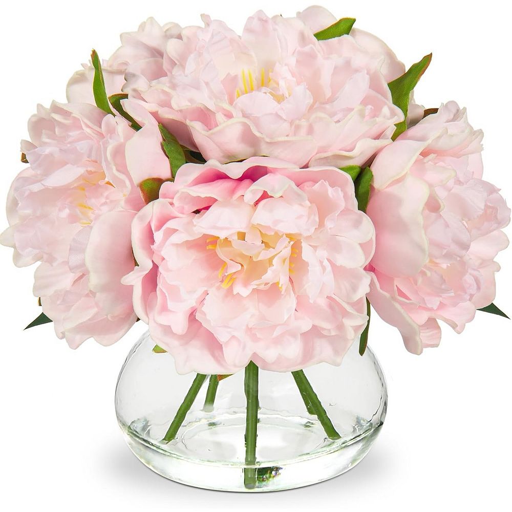 Peonies Artificial Flowers with Vase Faux Flowers Peony Fake Flowers ...
