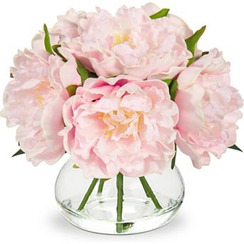 Peonies Artificial Flowers with Vase Faux Flowers Peony Fake Flowers Silk Flower with Faux Water