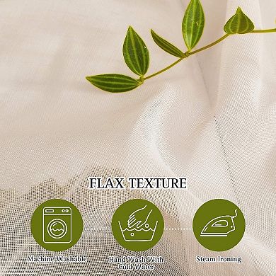 Semi Sheer Curtains 84 inches Long, Grommet Retro Linen Curtains Window Treatments Vertical 2 Panels