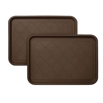 Pack of 2 Brown Boot Trays Waterproof Shoe Mats Floor Protectors