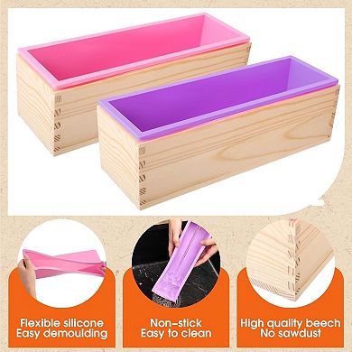 Soap Making Kit 2 Silicone Loaf Molds 42oz Cutter Set Bags Stickers