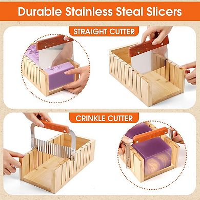 Soap Making Kit 2 Silicone Loaf Molds 42oz Cutter Set Bags Stickers