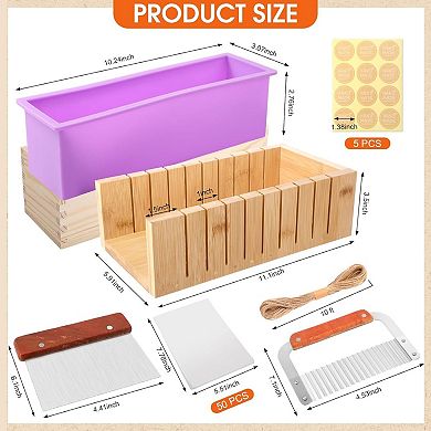 Soap Making Kit 2 Silicone Loaf Molds 42oz Cutter Set Bags Stickers
