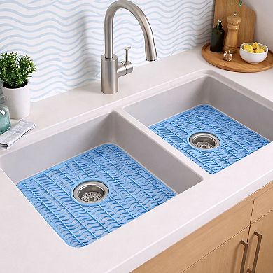 Pack of 4 Sink Protector Mat Plastic Center Drain Cutout Dish Protection
