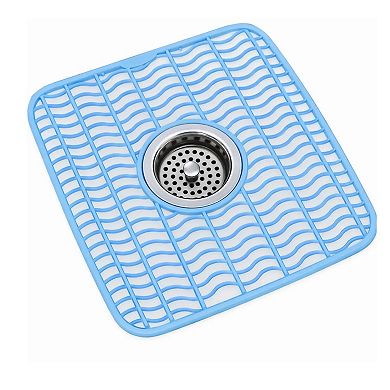 Pack of 4 Sink Protector Mat Plastic Center Drain Cutout Dish Protection