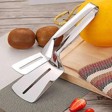 Stainless Steel 3 in 1 Cooking Tongs Spatula BBQ Steak Clamp Tool