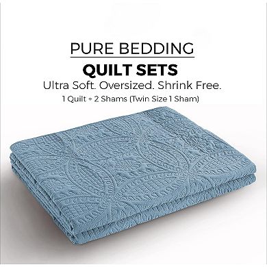 Quilt Set Full/Queen Size Oversized Bedspread - Soft Microfiber Lightweight Coverlet for All Season