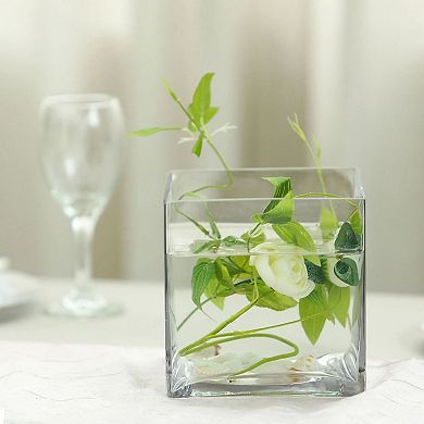 Pack of 6 Clear Glass Cube Vases 6 Inch Wedding Centerpiece Decor