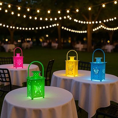 Pack of 4 LED Lanterns Tabletop or Hanging Garden Party BBQ Lights