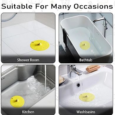 Pack of 2 Duck Silicone Drain Cover Deodorant Mat Bathtub Plug 5.9 Inch