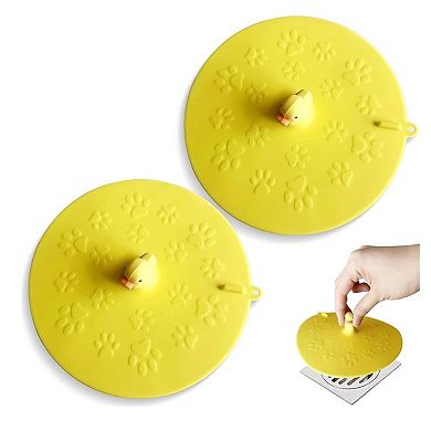 Pack of 2 Duck Silicone Drain Cover Deodorant Mat Bathtub Plug 5.9 Inch