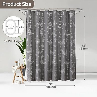 Shower Curtain, Lace Butterfly Shower Curtains for Bathroom, Sheer Shower Curtain,Vintage Aesthetic