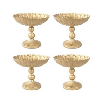 Pack of 4 Gold Metal Compote Pedestal Vases Grecian Urn Centerpieces