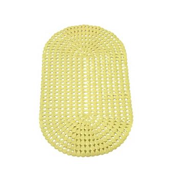 Oval Bath Mat Pear Shape Diamond Design Anti Slip Suction Yellow
