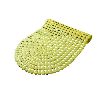 Oval Bath Mat Pear Shape Diamond Design Anti Slip Suction Yellow