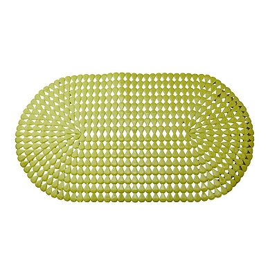 Oval Bath Mat Pear Shape Diamond Design Anti Slip Suction Yellow
