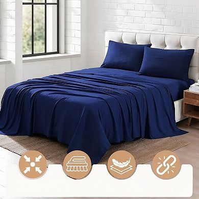 King Size Sheet Set 4 Piece Bedding Set, Pre-Washed Ultra Soft Brushed Microfiber, Deep Pocket 15”