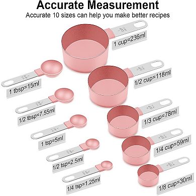 Measuring Cups and Spoons Set, 10 Pieces Nesting Measure Tools, Kitchen Essentials Gadgets