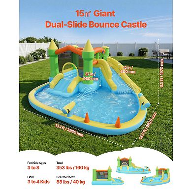 VEVOR Inflatable Bounce House, 12.5 x 13.1 x 6.5 ft Inflatable Bounce House Water Slide