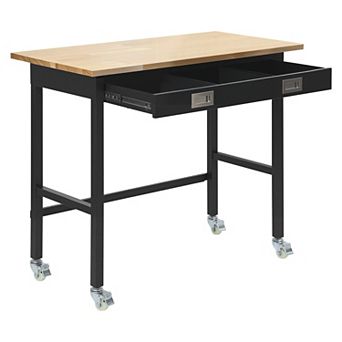 VEVOR 48-inch Workbench, 1500 lbs Load Capacity, Garage Workbench with Drawer Storage & Wheels